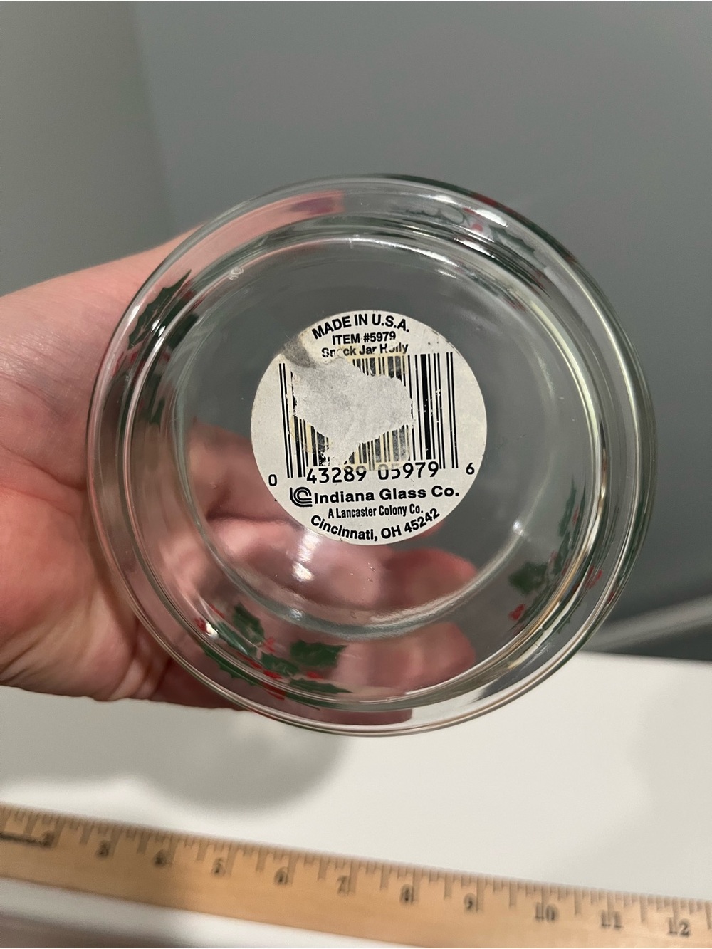 Vintage Indiana Glass Holly & Berries Apothecary Style Holiday Snack Jar & Lid - Picture 12 of 16
